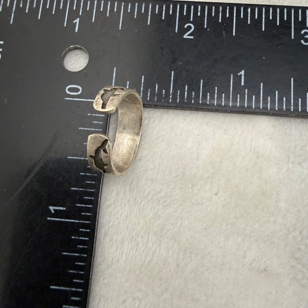 Vintage Signed Sterling Silver Toe Ring Dolphin Adjustable Size 4